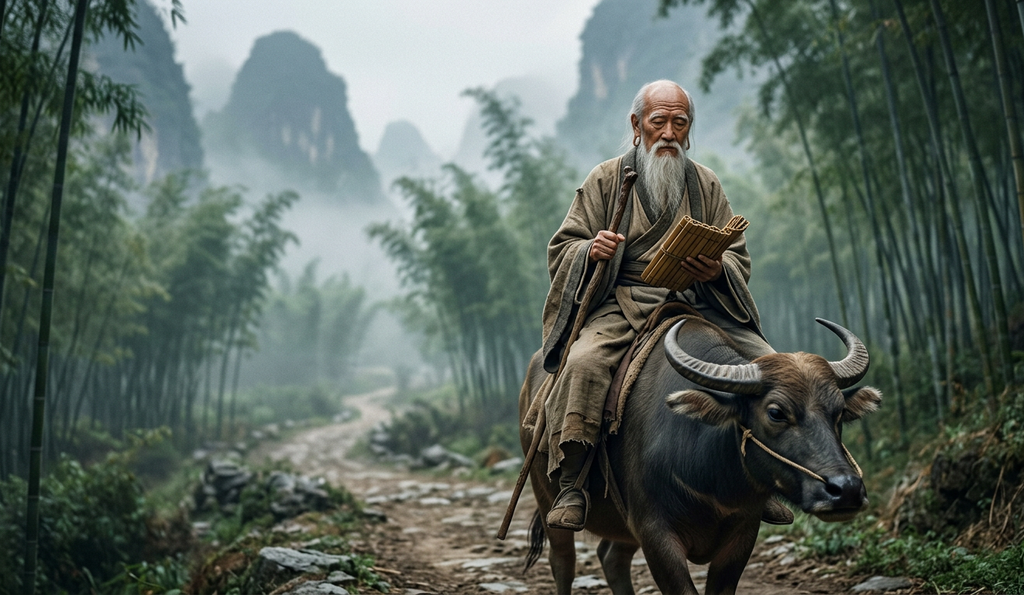 Bamboo stalks sway gracefully amidst the fog in a quiet mountain valley.