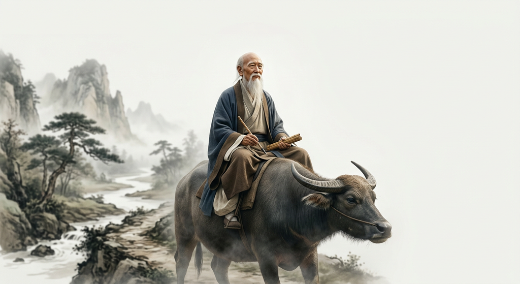 A minimalist ink landscape fades softly into blank white space.