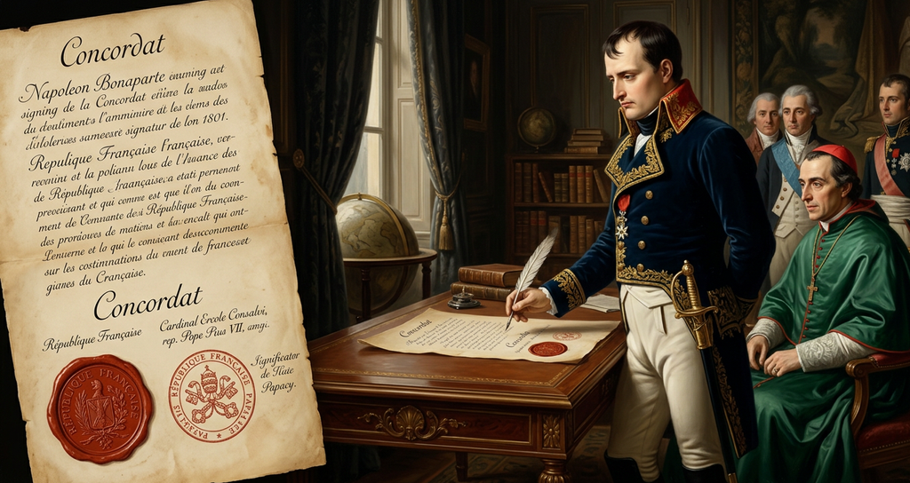 A parchment document with wax seals lies on a table.